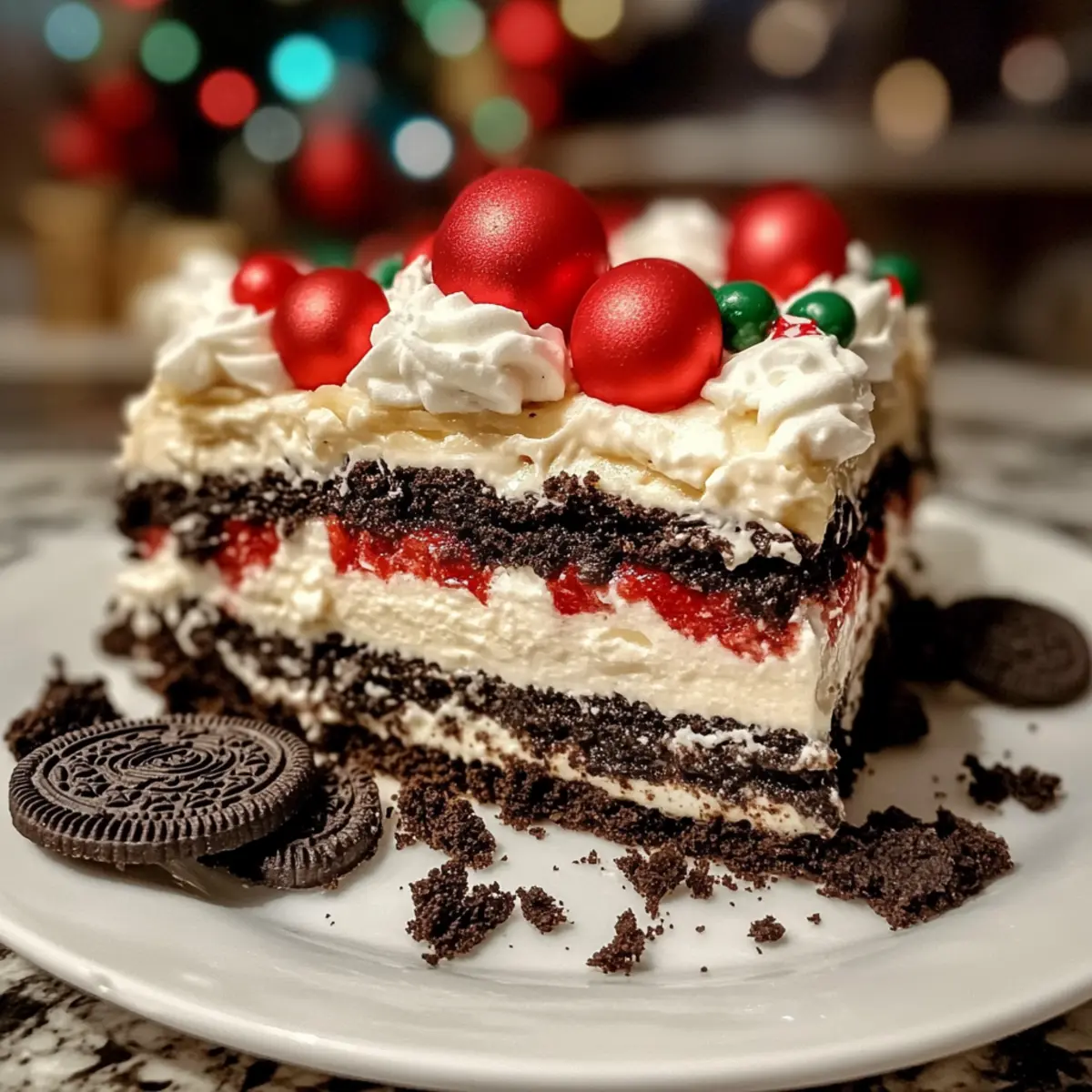 No-Bake Christmas Oreo Lasagna