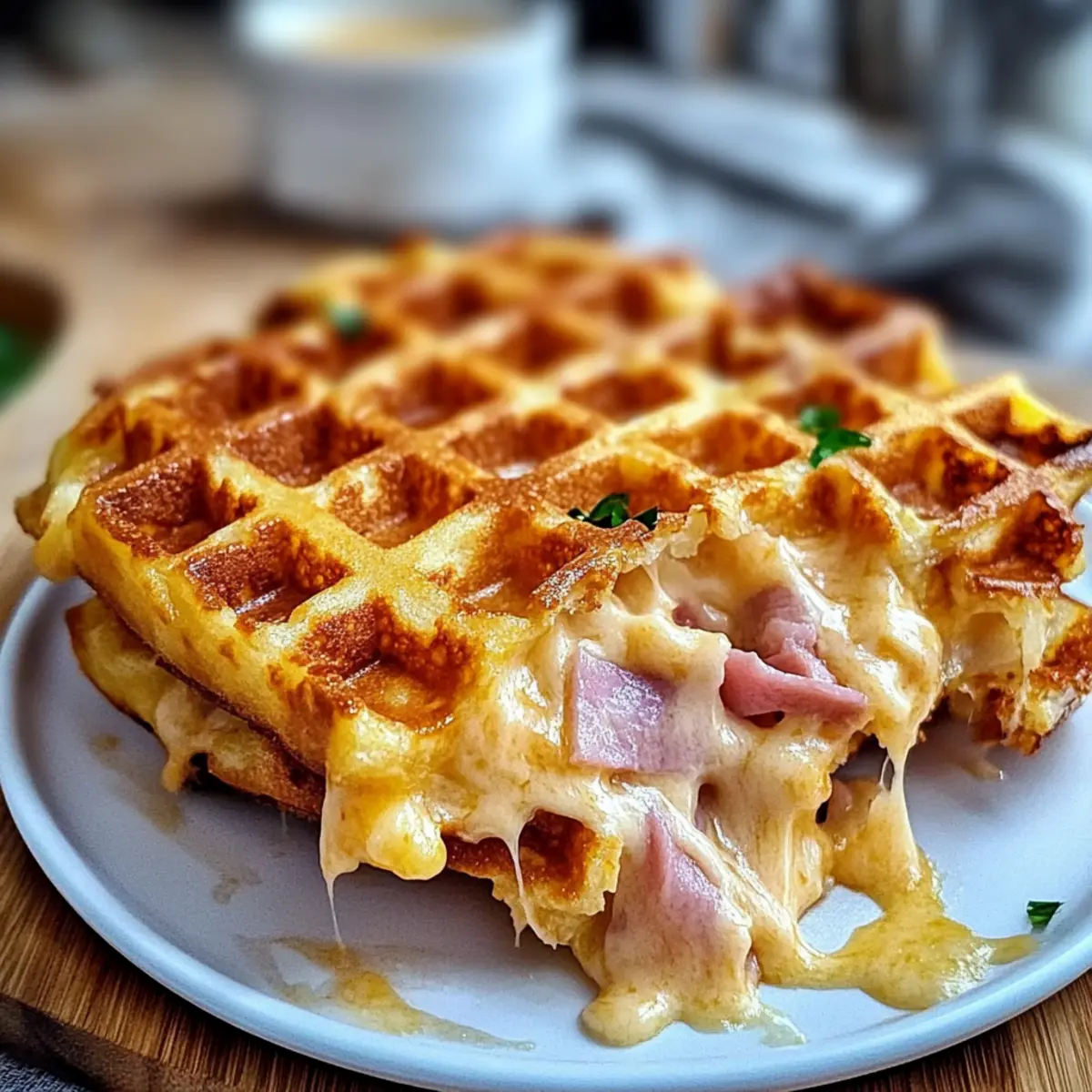 Crunchy Ham Cheese Chaffles