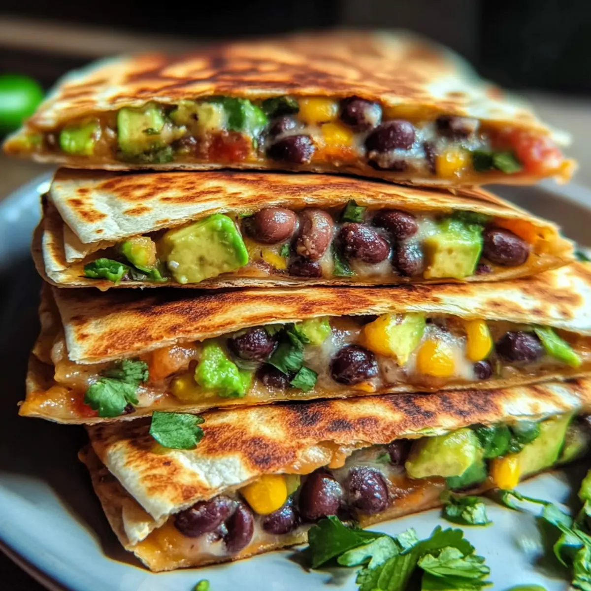 Vegan Quesadillas with Black Beans and Avocado