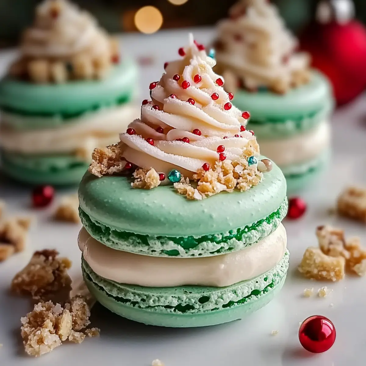 Christmas Tree Cake Macarons