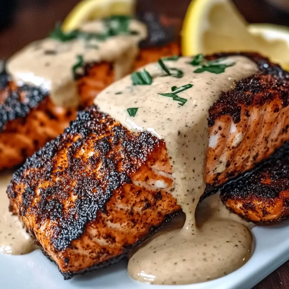 Blackened Salmon with Creamy Dijon Sauce