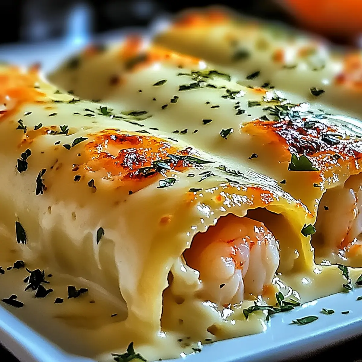 Shrimp & Crab Alfredo Lasagna Roll-Ups