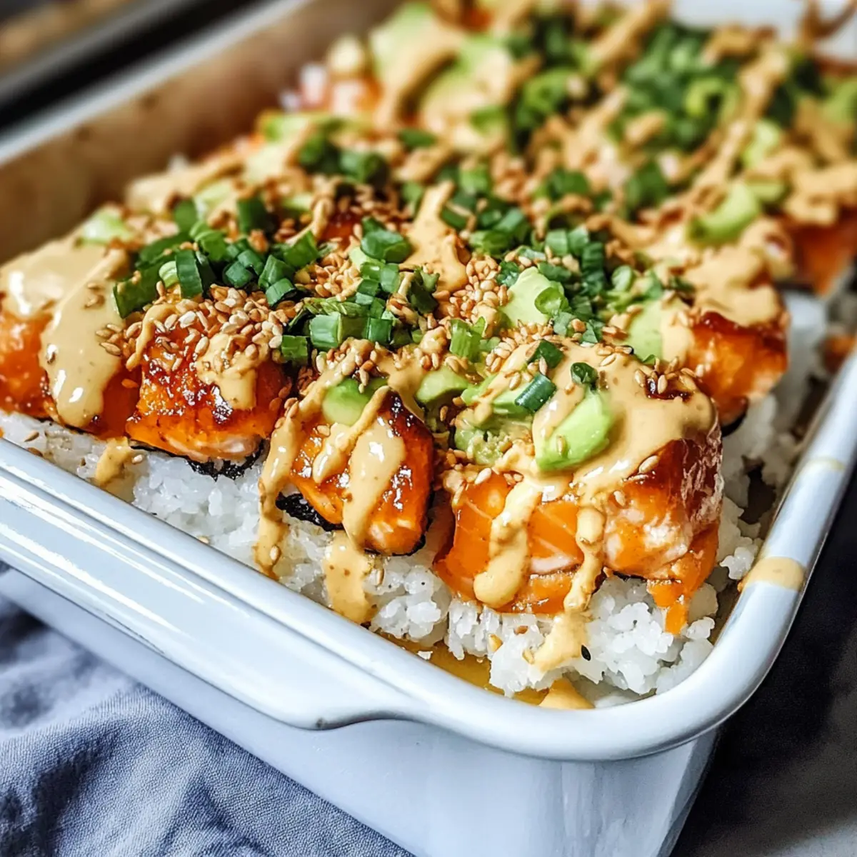 Teriyaki Salmon Sushi Bake