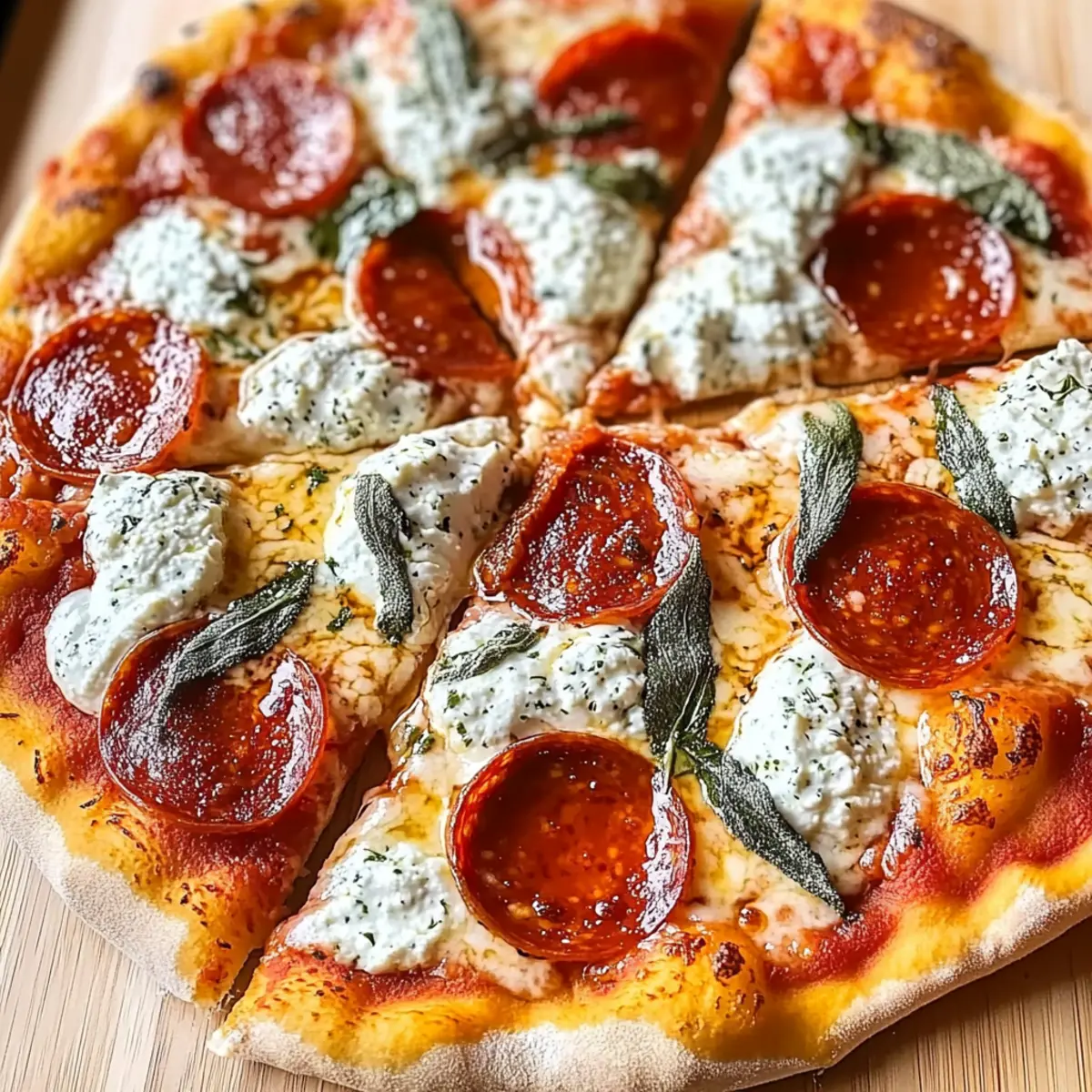 Hot Honey Pepperoni Ricotta Pizza