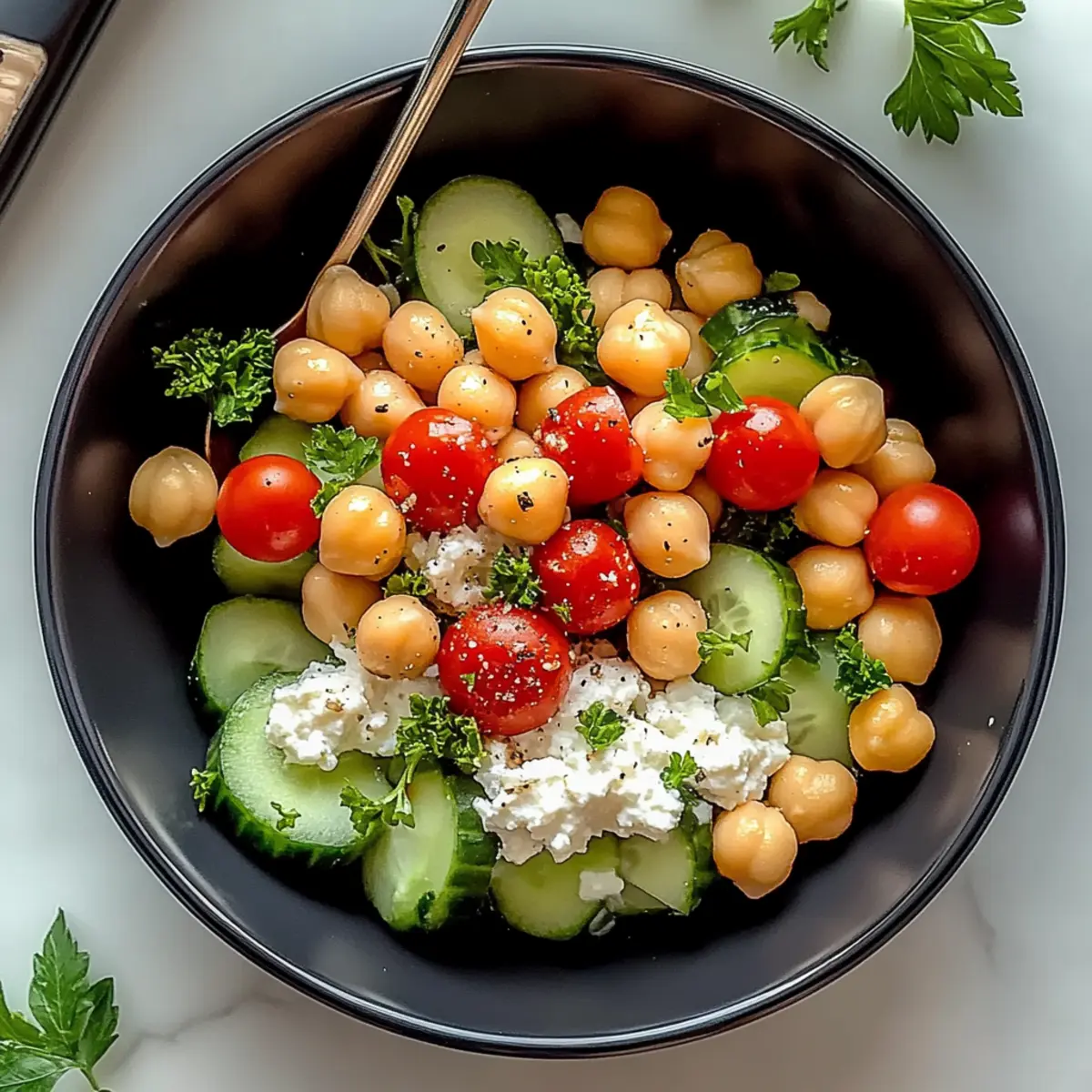Cottage Cheese and Chickpeas Salad