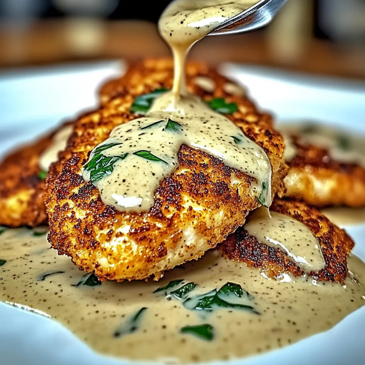 Parmesan Crusted Chicken with Creamy Garlic Sauce