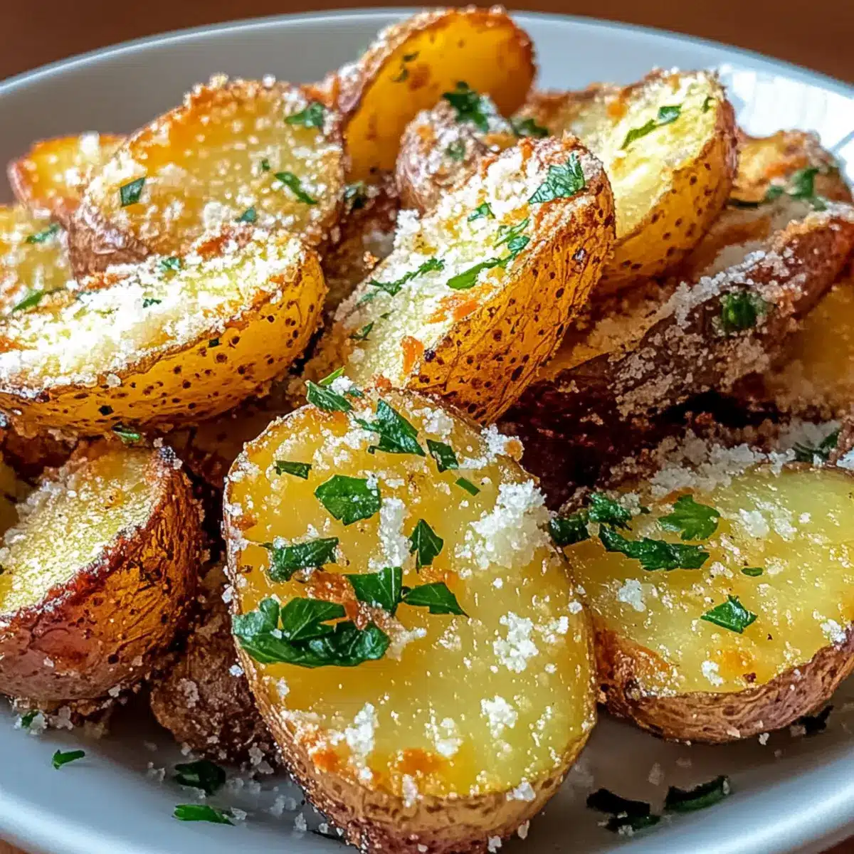Air Fryer Baked Garlic Parmesan Potatoes