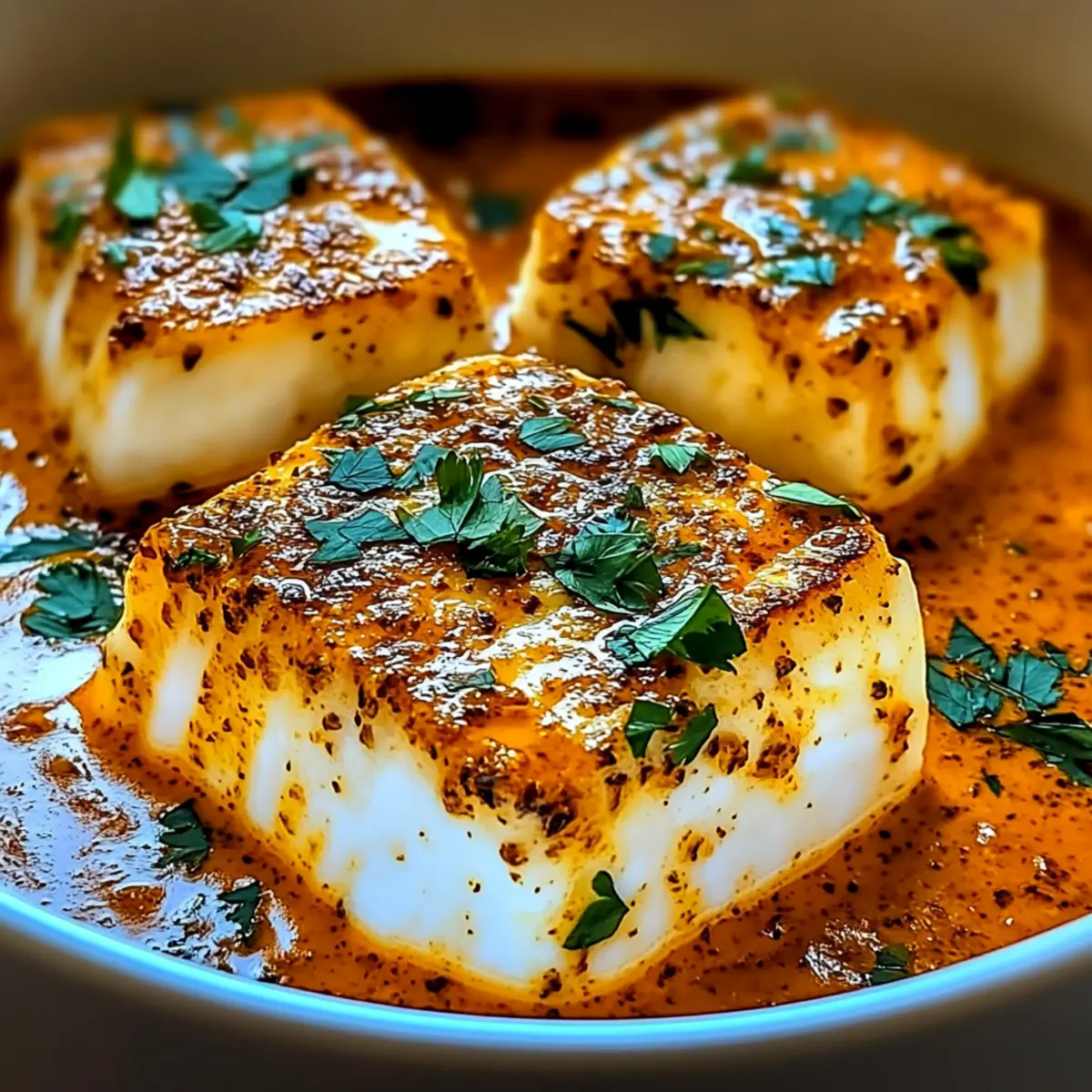 Cod in Roasted Red Pepper Sauce