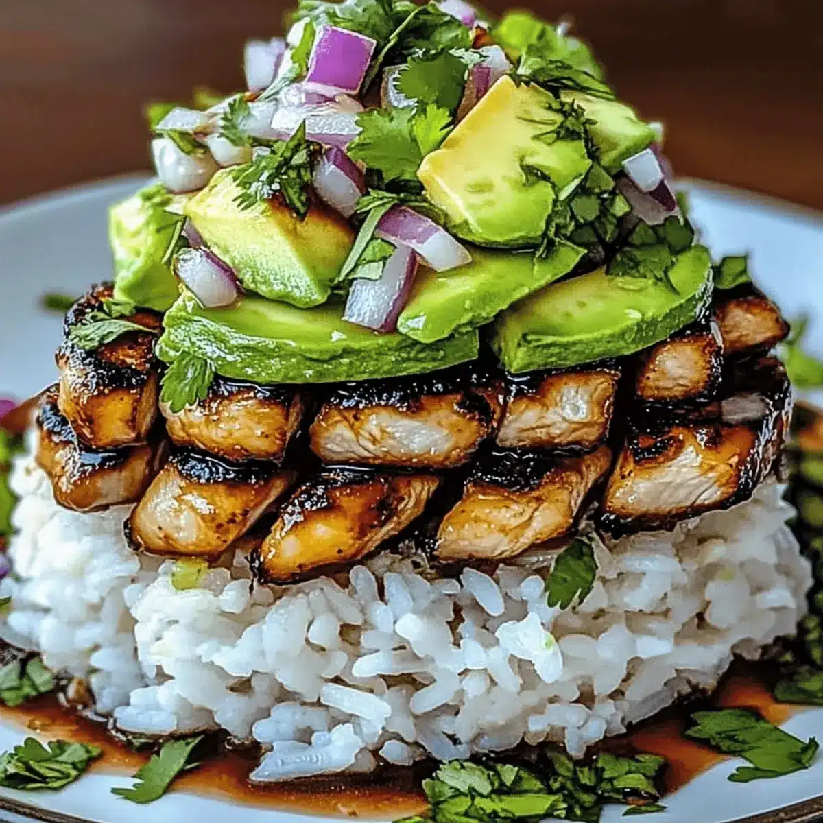 Honey Lime Chicken & Avocado Rice Stack