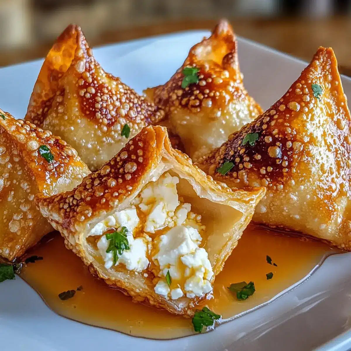 Hot Honey Feta Wonton Rolls