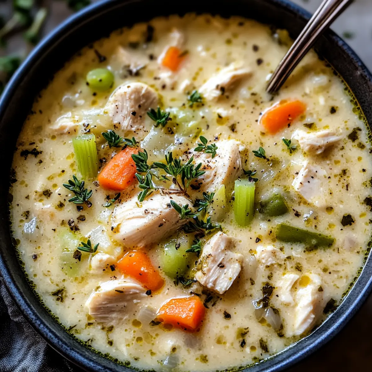 Creamy Keto Chicken Pot Pie Soup