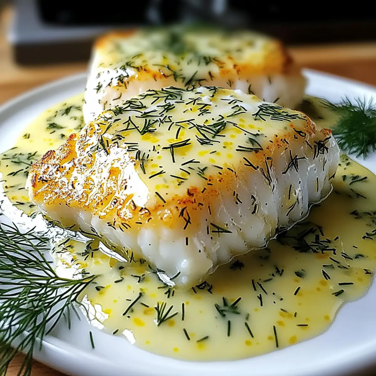 Baked Cod with Lemon Dill Sauce