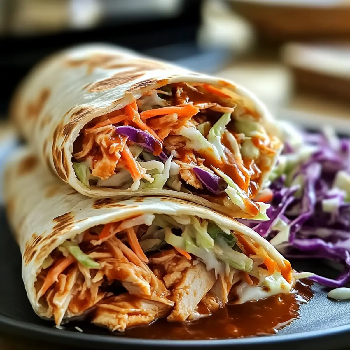 BBQ Chicken Coleslaw Wraps