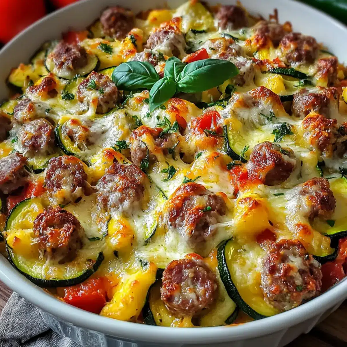 Low Carb Zucchini and Sausage Casserole