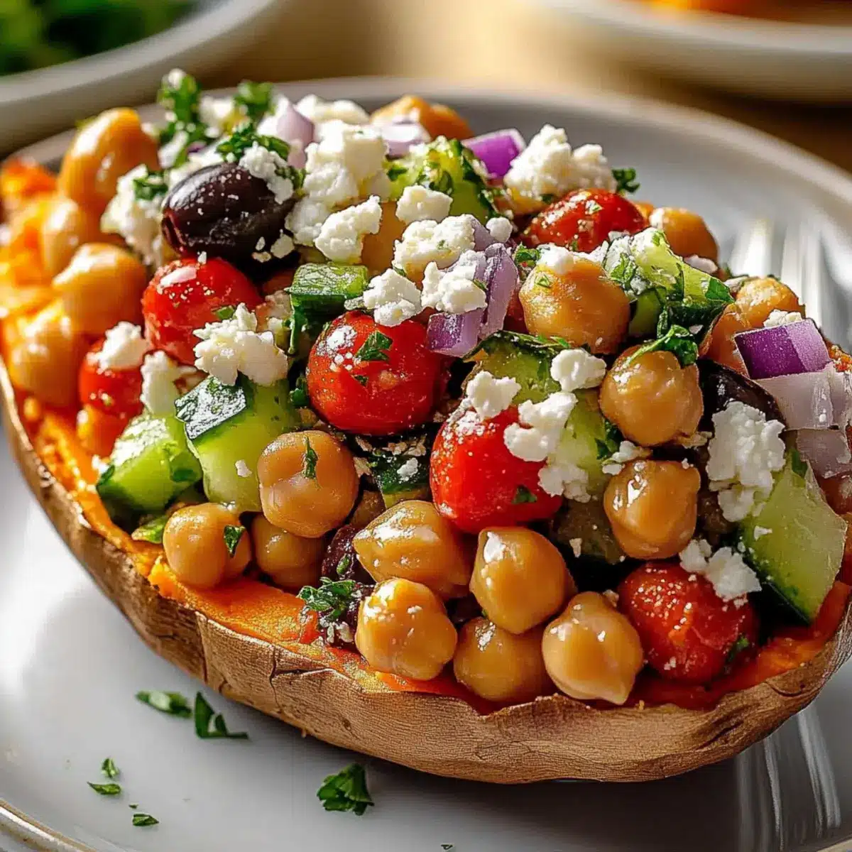 Mediterranean Stuffed Sweet Potatoes