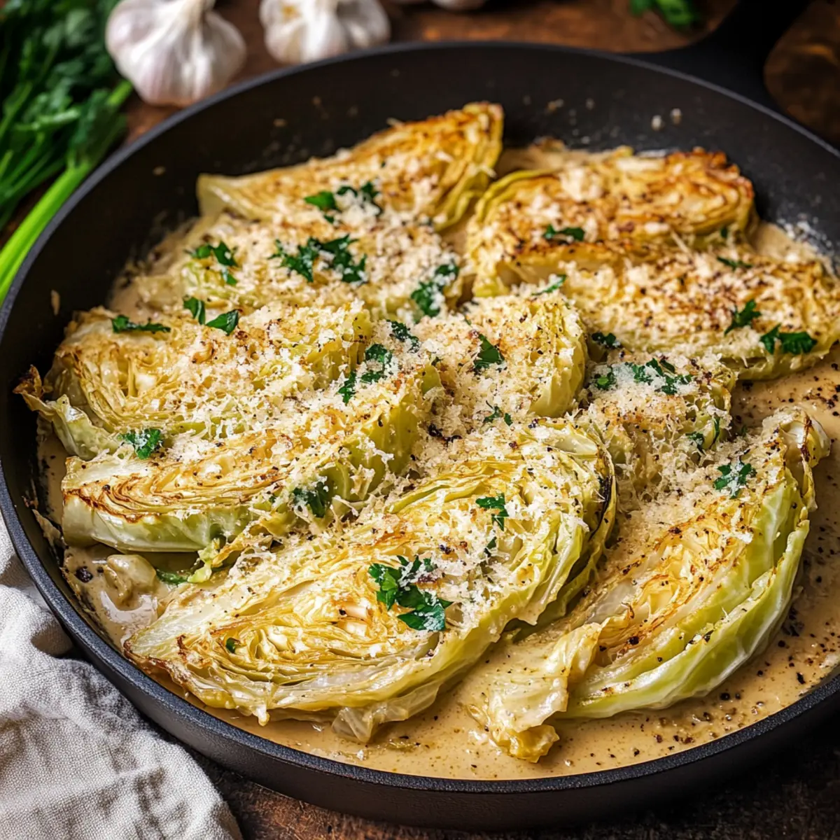Creamy Garlic Parmesan Cabbage