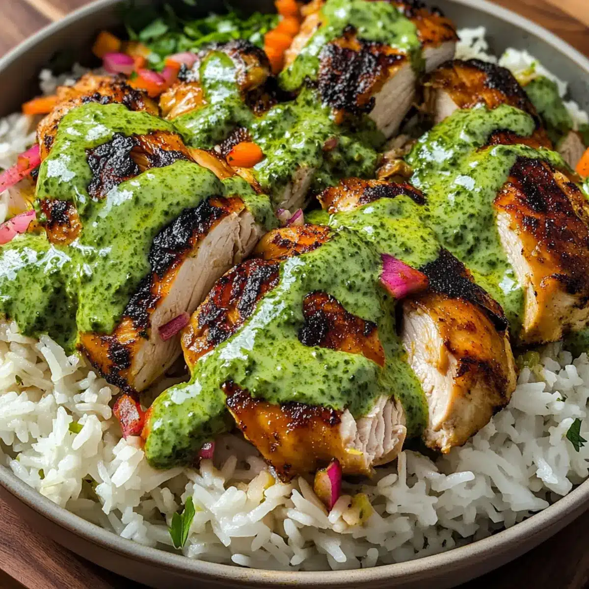 Peruvian Chicken and Rice with Green Sauce