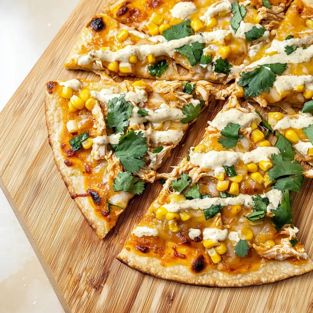 Mexican Chicken Flatbread with Elote Sauce
