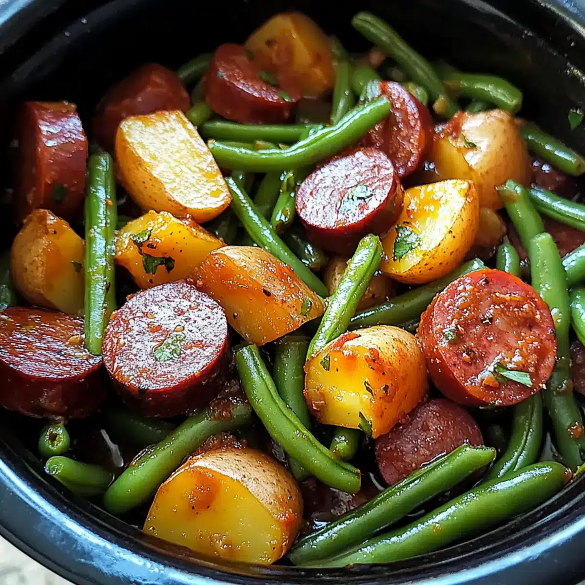 Crockpot Kielbasa and Green Bean