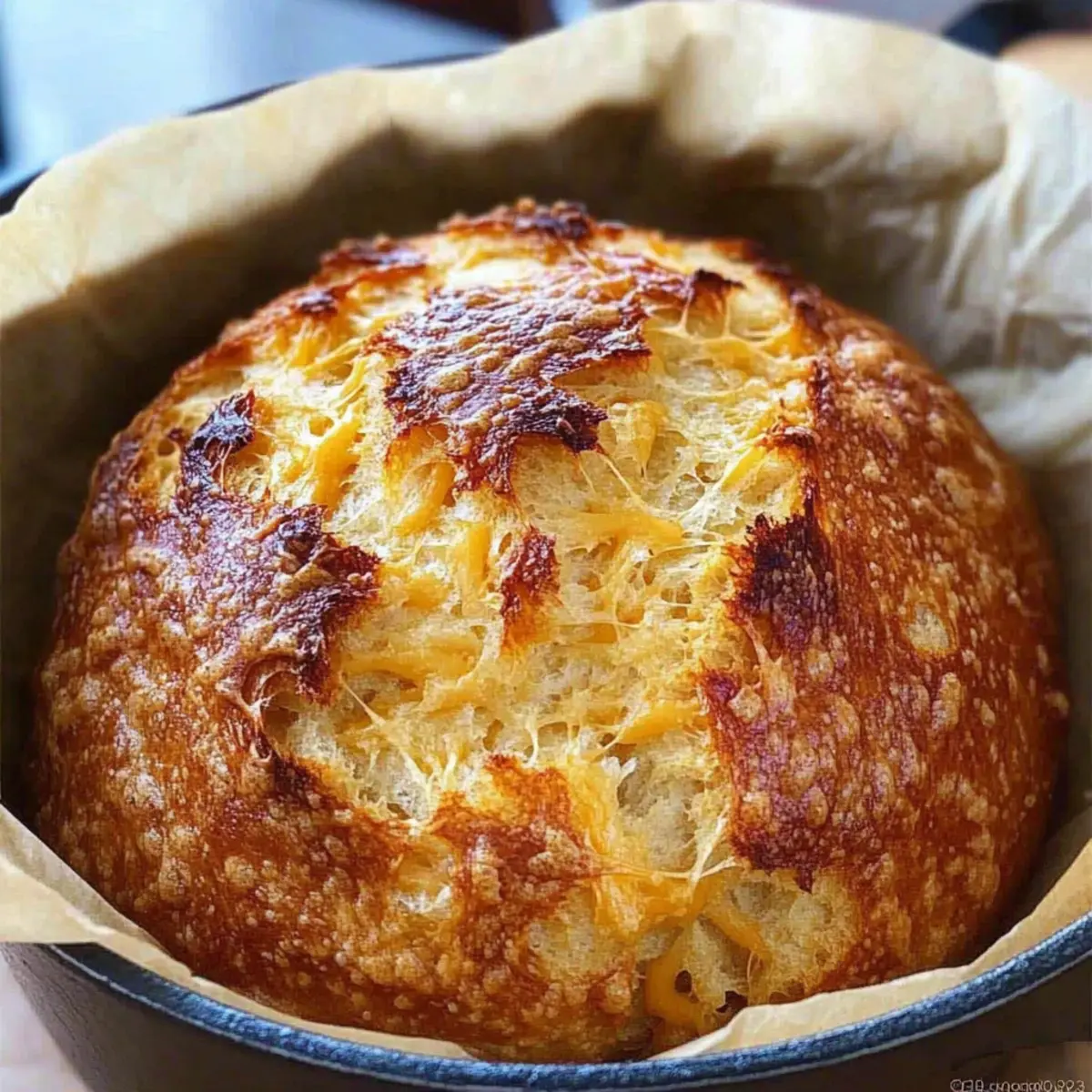 No Knead Cheddar Bread in the Dutch Oven