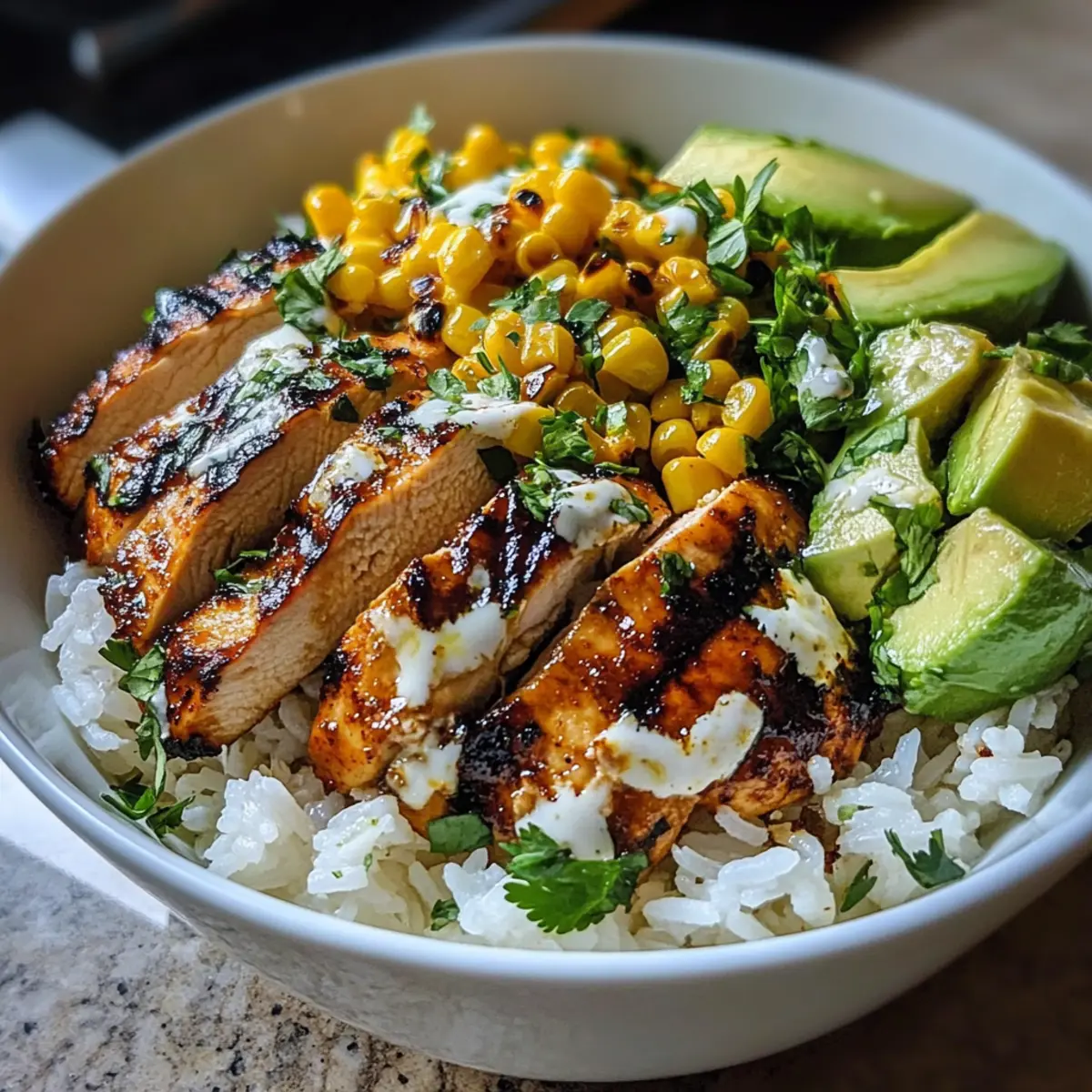 Street Corn Chicken Rice Bowl