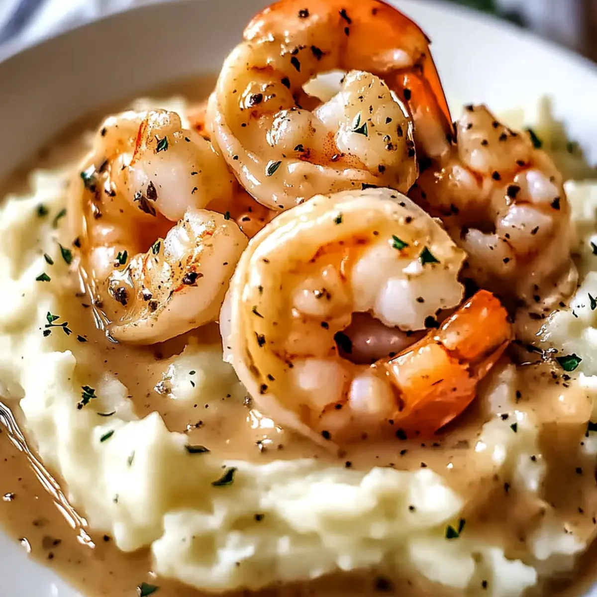 Creamy Garlic Shrimp Over Mashed Potatoes