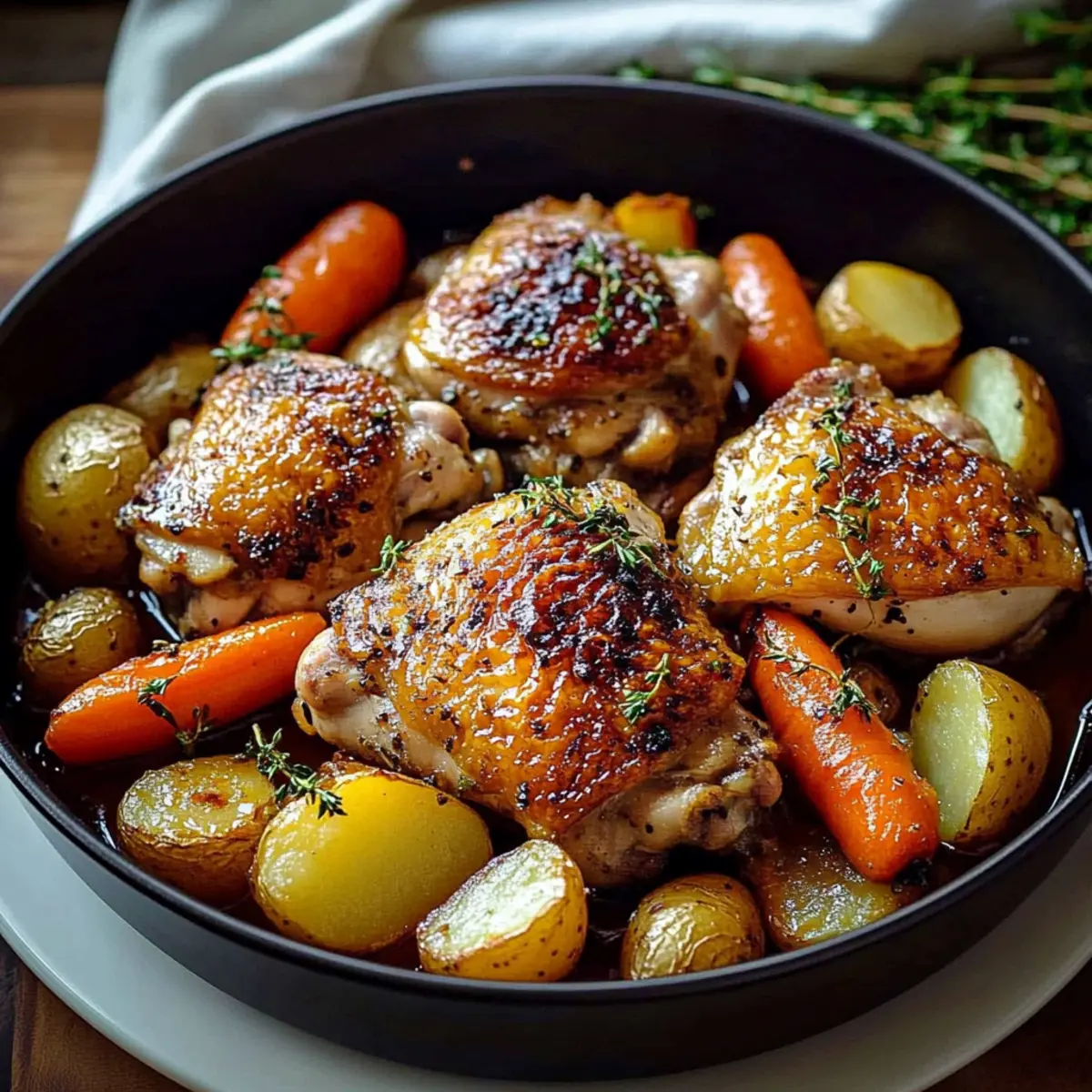One-Pan Roasted Chicken Thighs with Carrots and Potatoes