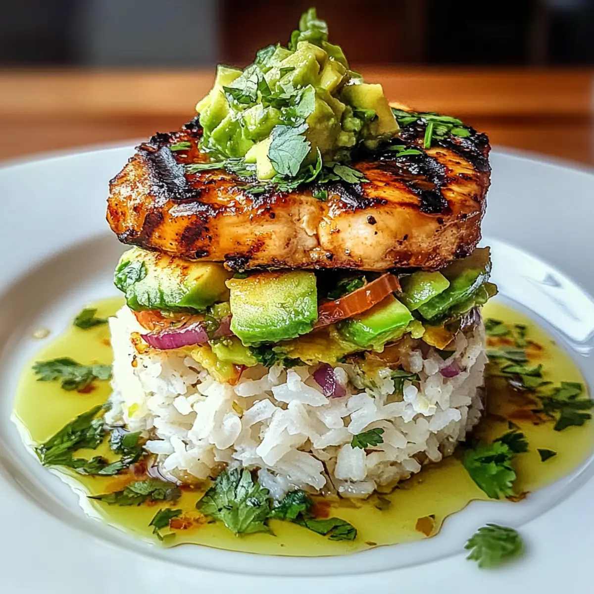 Honey Lime Chicken & Avocado Rice Stack