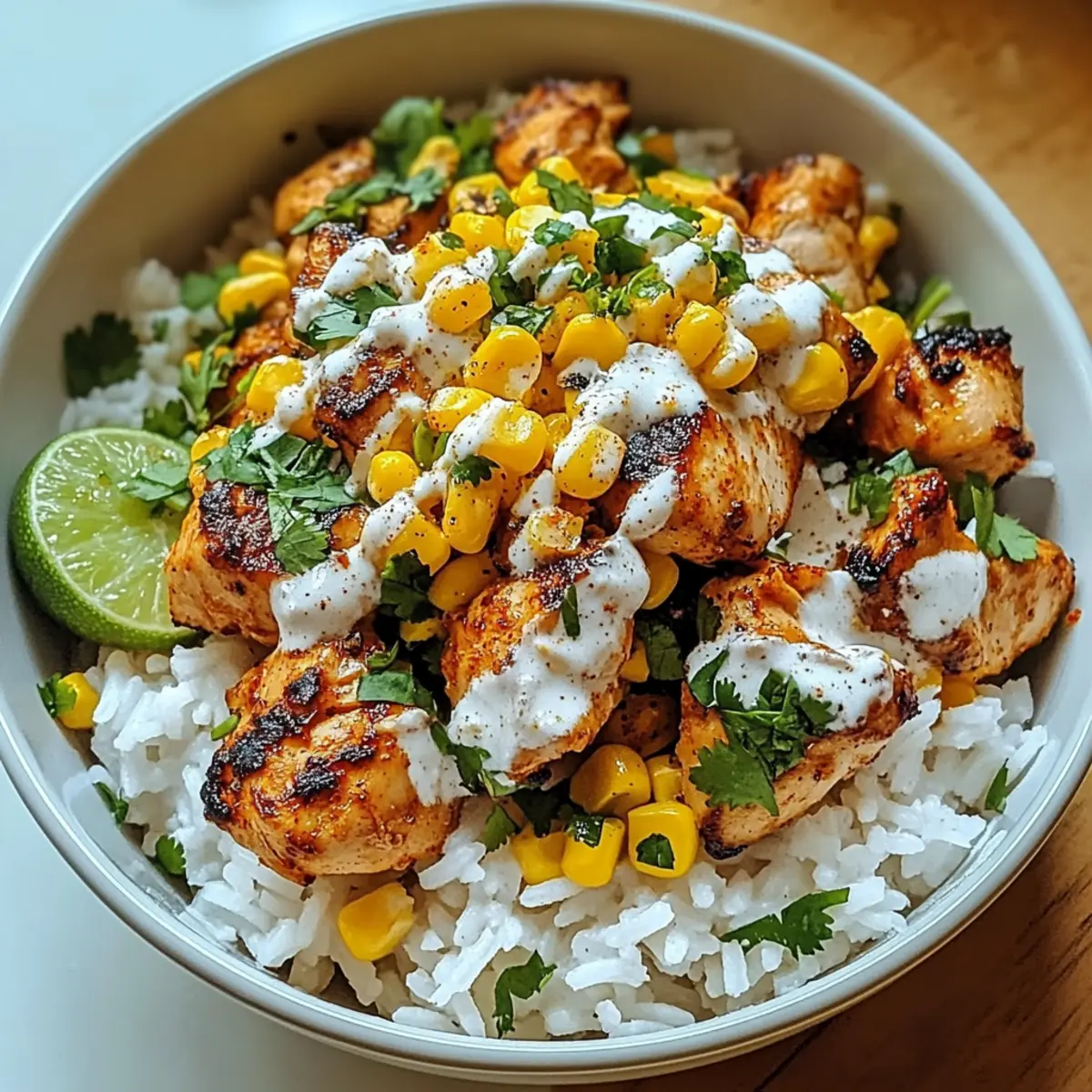 Street Corn Chicken Rice Bowl