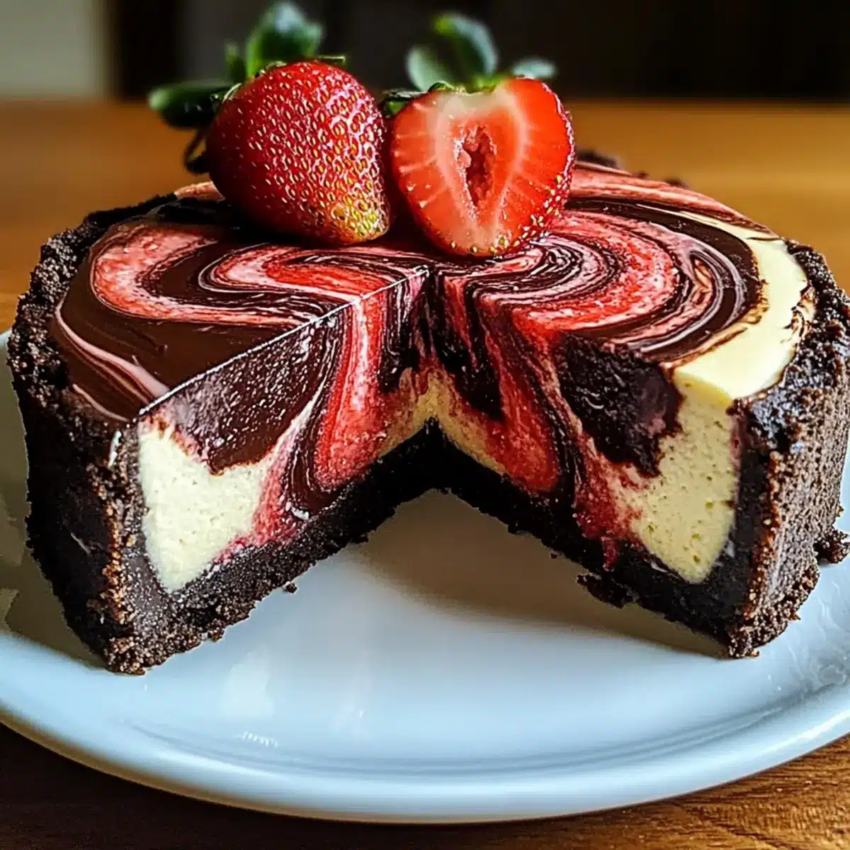 Chocolate Strawberry Swirl Cheesecake