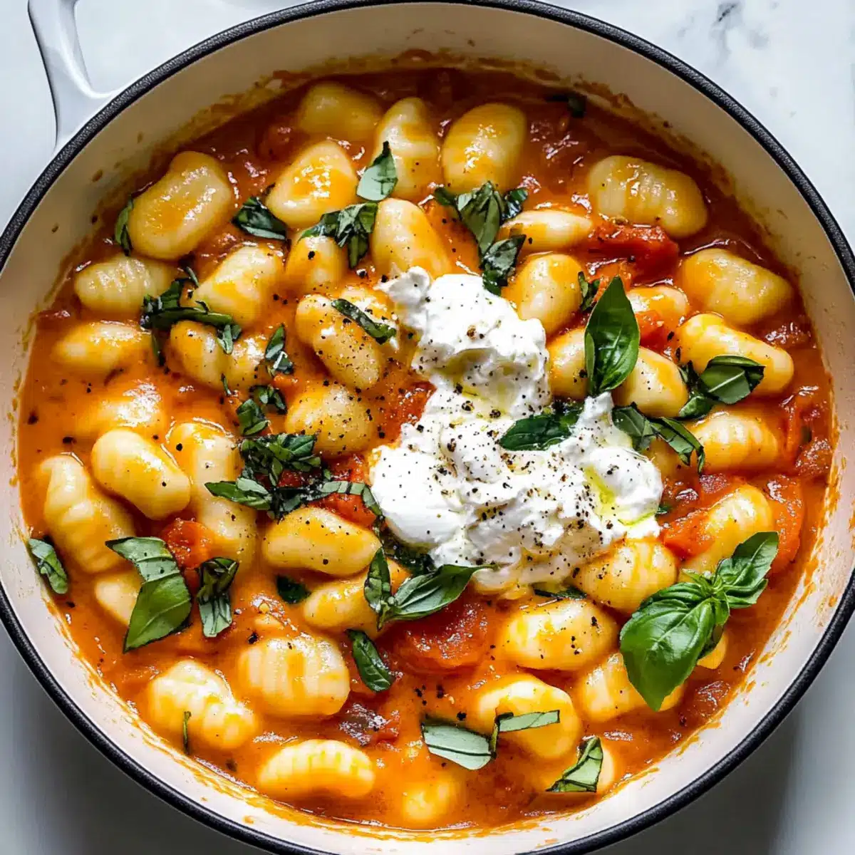 Creamy Tomato Gnocchi with Burrata