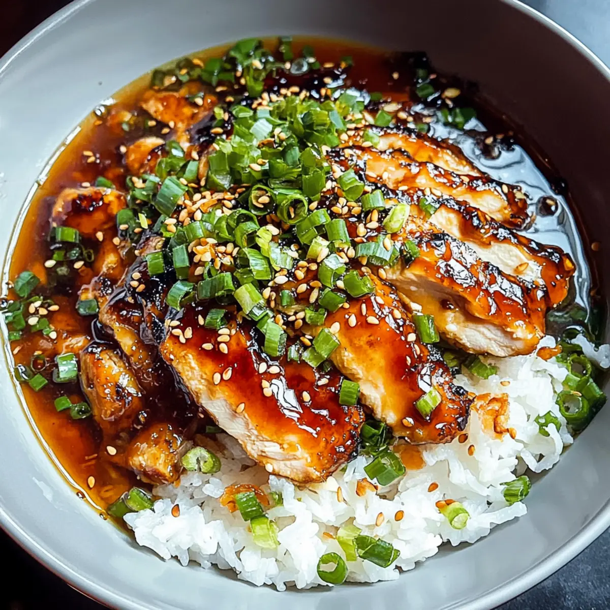Caramelized Soy Chicken in Garlic Ginger Broth with Rice