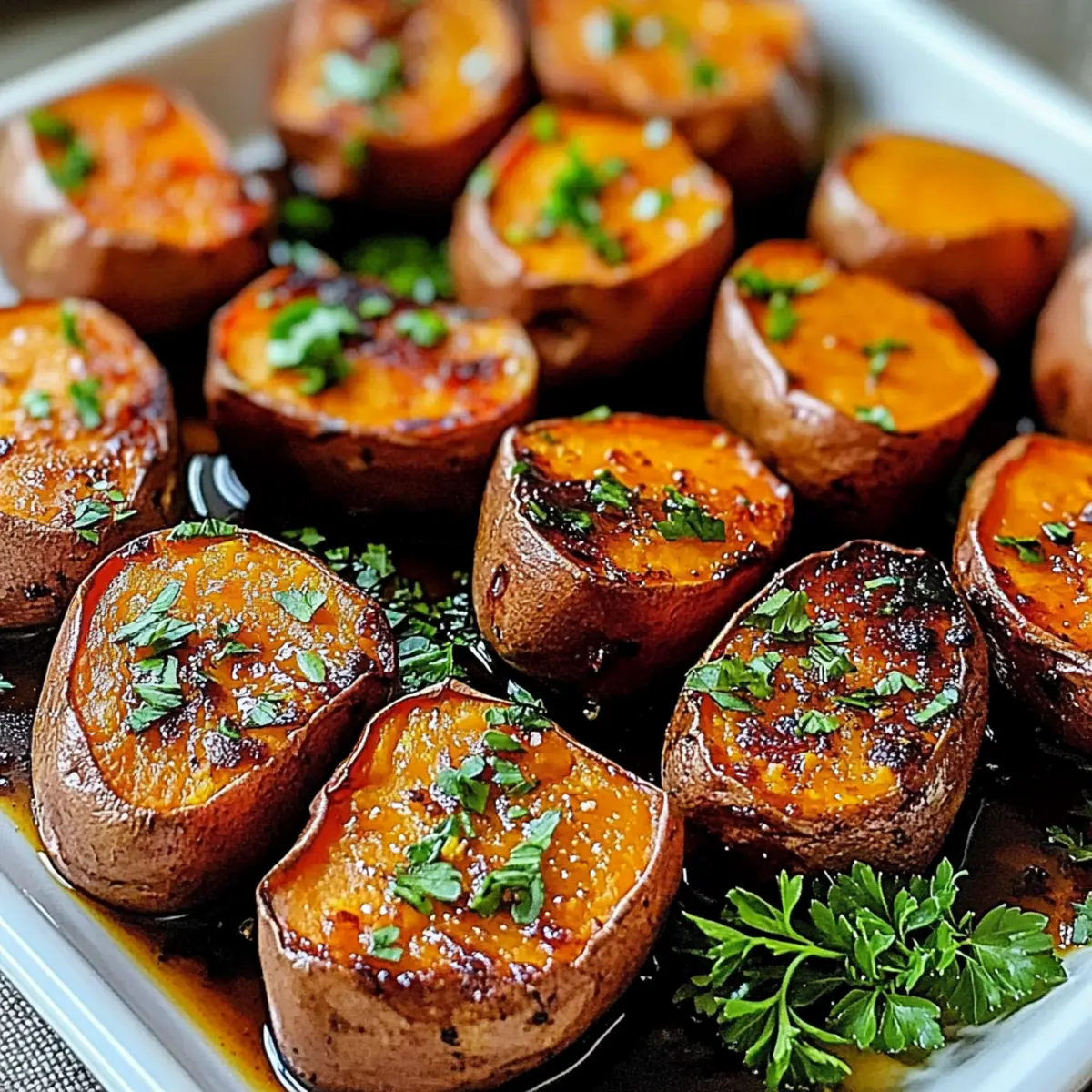 Garlic Butter Roasted Sweet Potatoes