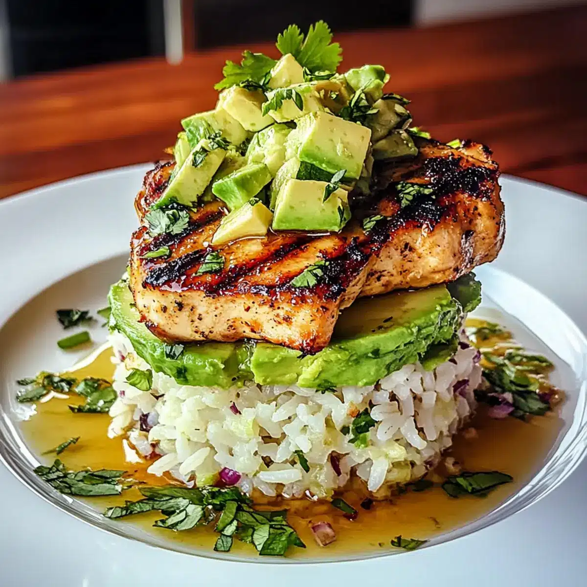 Honey Lime Chicken & Avocado Rice Stack