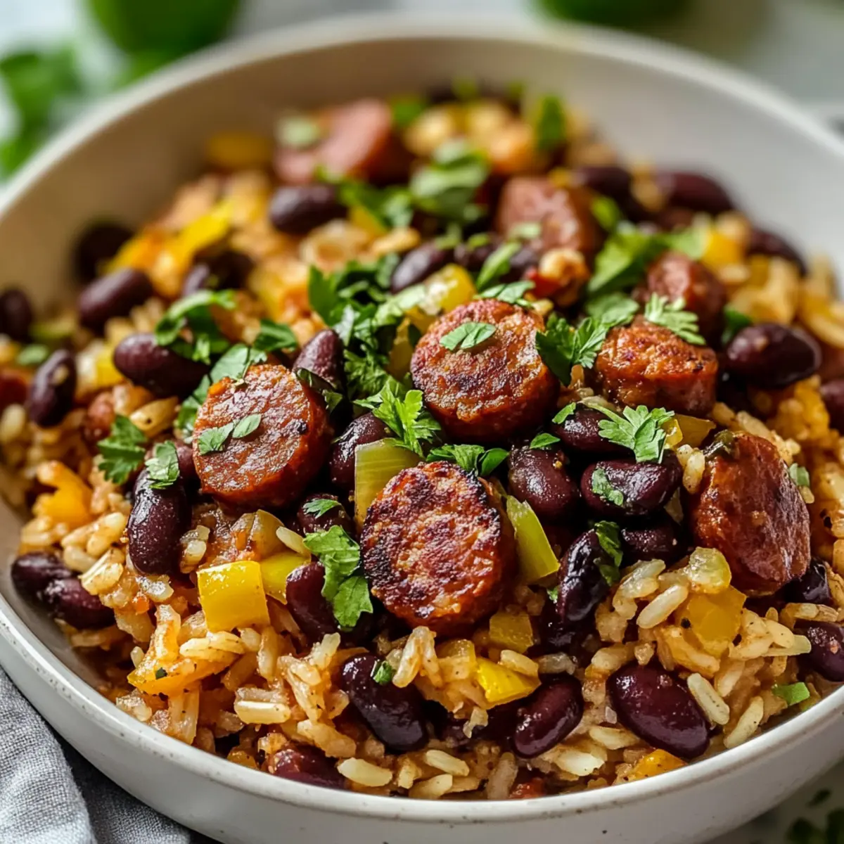 Black Beans, Sausage and Rice Skillet