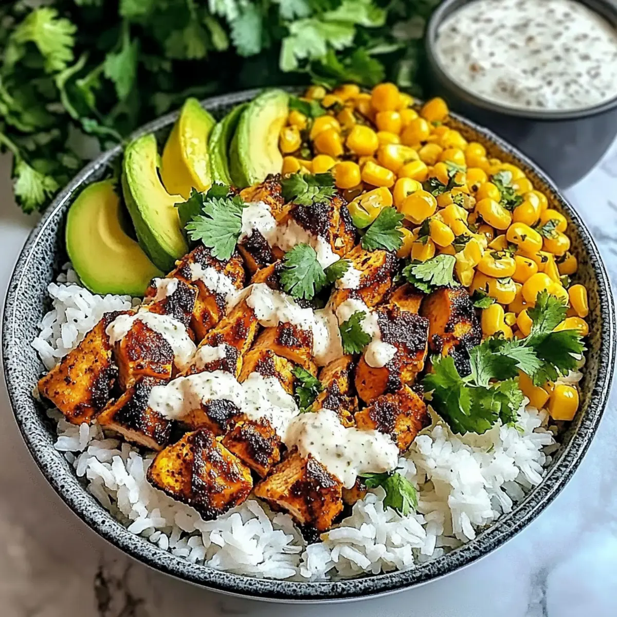 Street Corn Chicken Rice Bowl