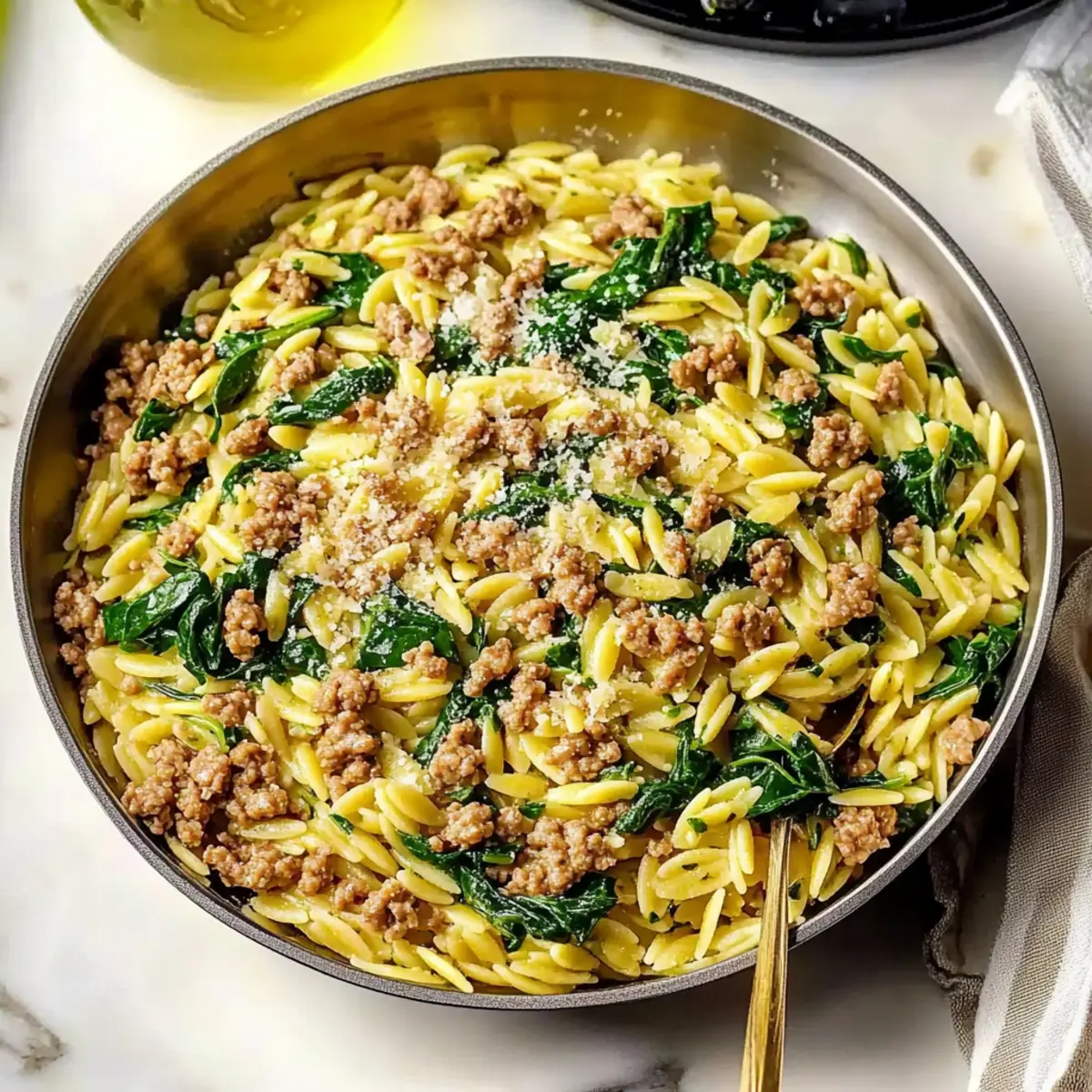 Italian Ground Turkey Spinach Orzo