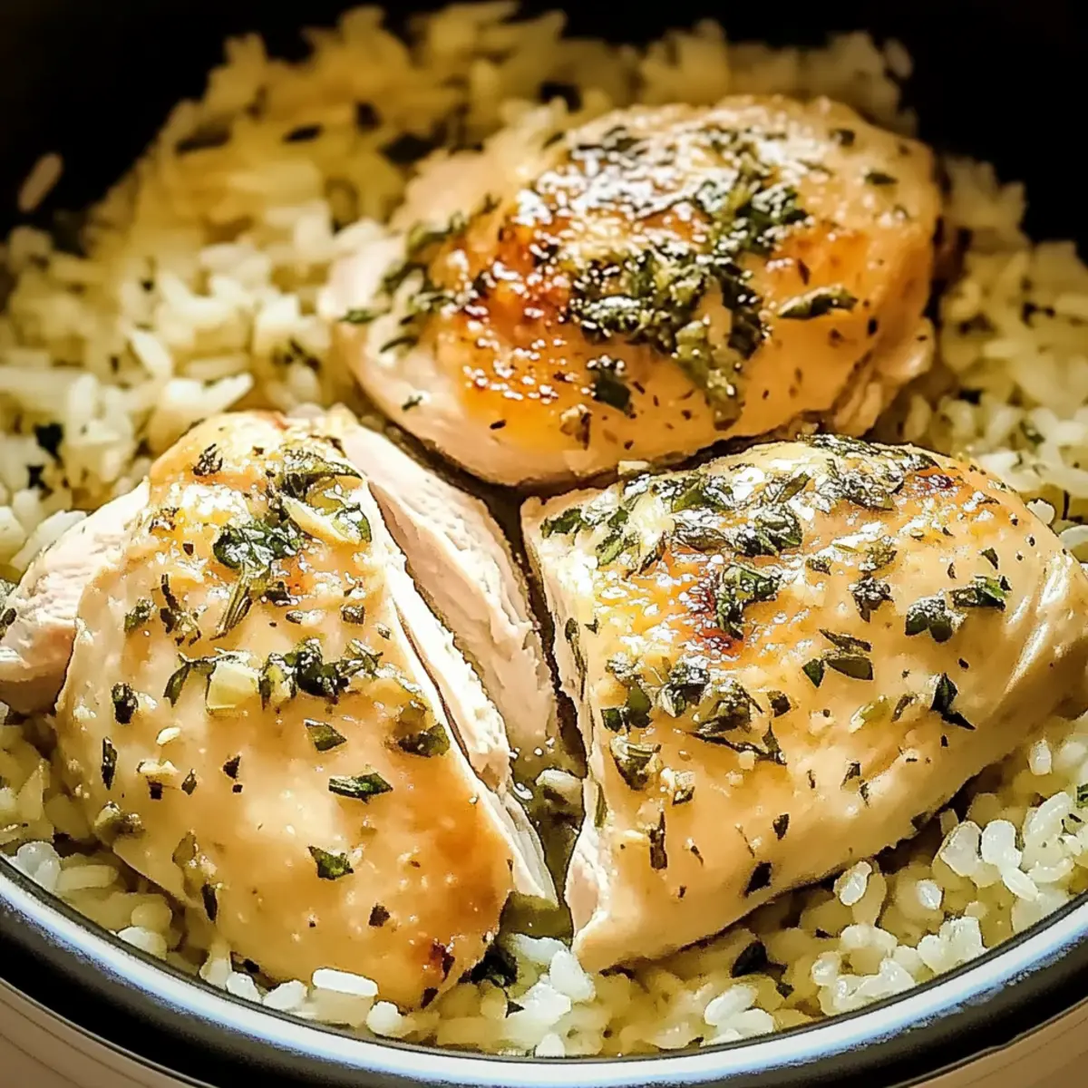 Slow Cooker Lemon Herb Chicken and Rice