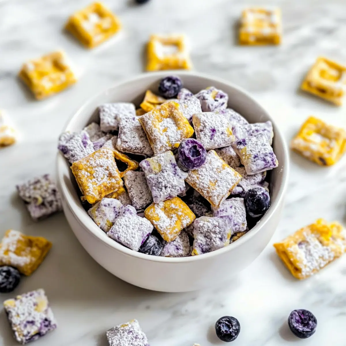 Blueberry Lemon Cheesecake Puppy Chow