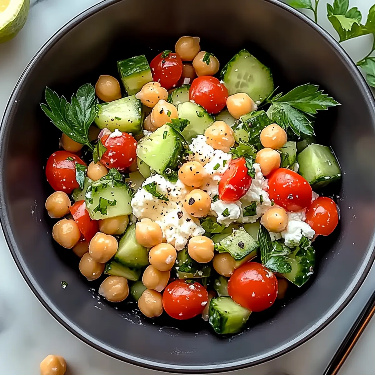 Cottage Cheese and Chickpeas Salad