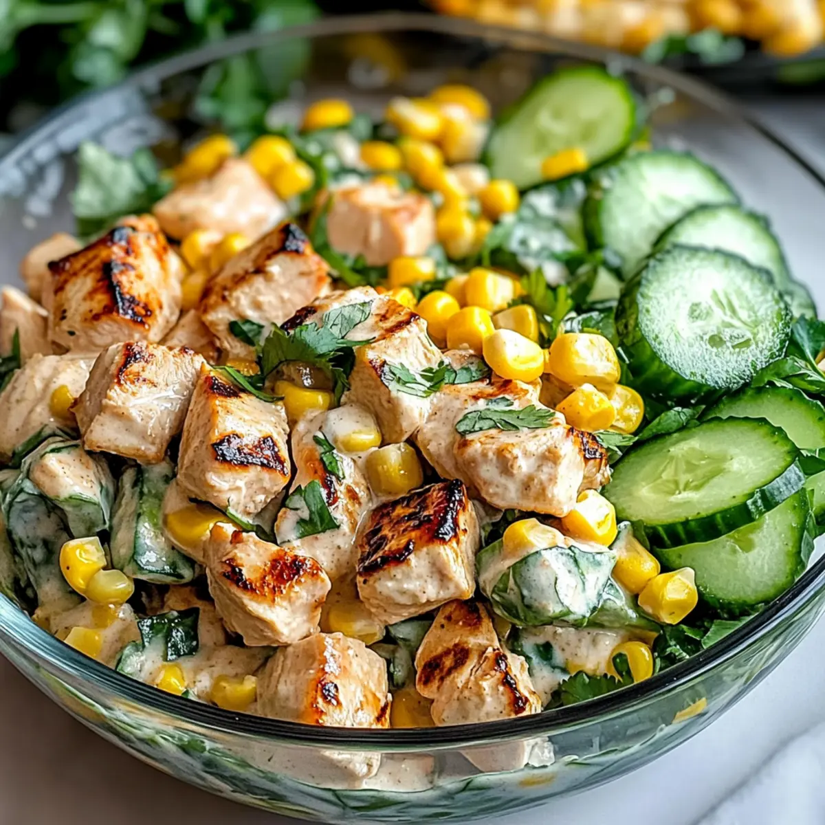 Street Corn Creamy Cucumber Chicken Salad