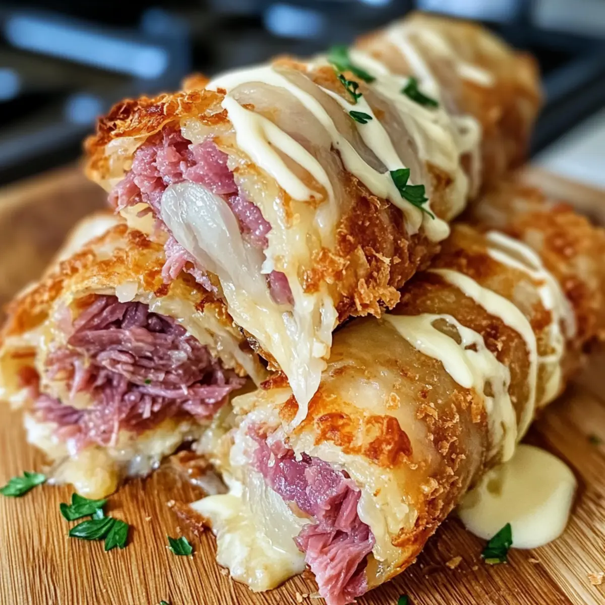 Keto Crispy Reuben Roll-Ups