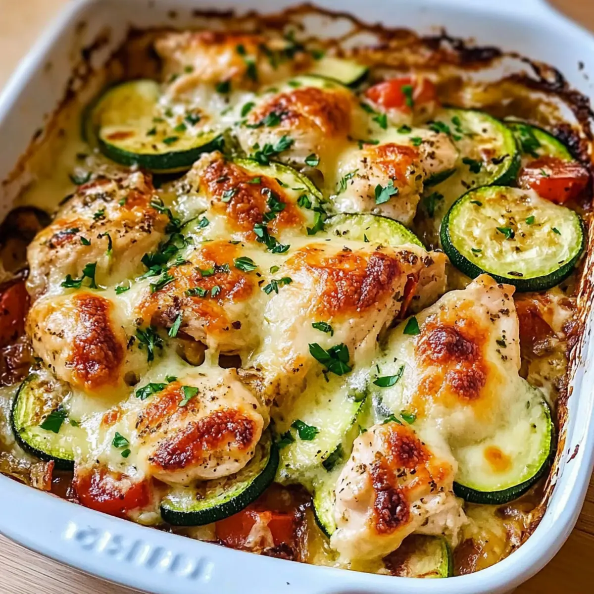 Mediterranean Chicken Zucchini Bake