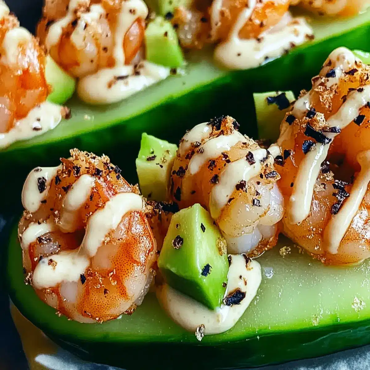 Shrimp Avocado Cucumber Boats
