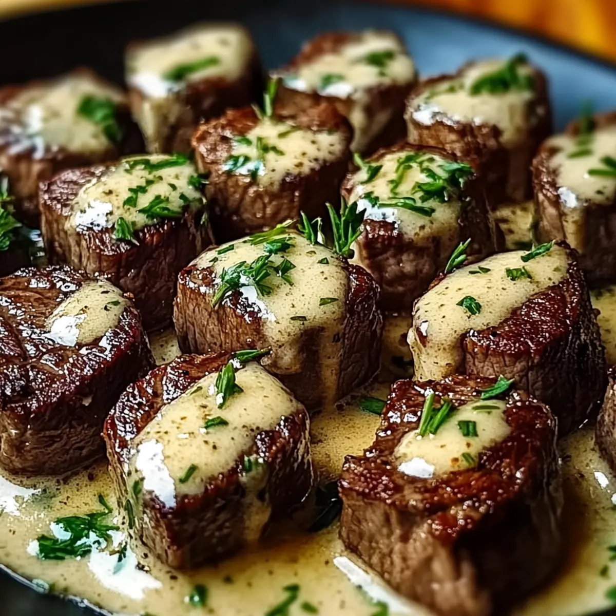 Tender Steak Bites In Garlic Butter With Creamy Parmesan Sauce