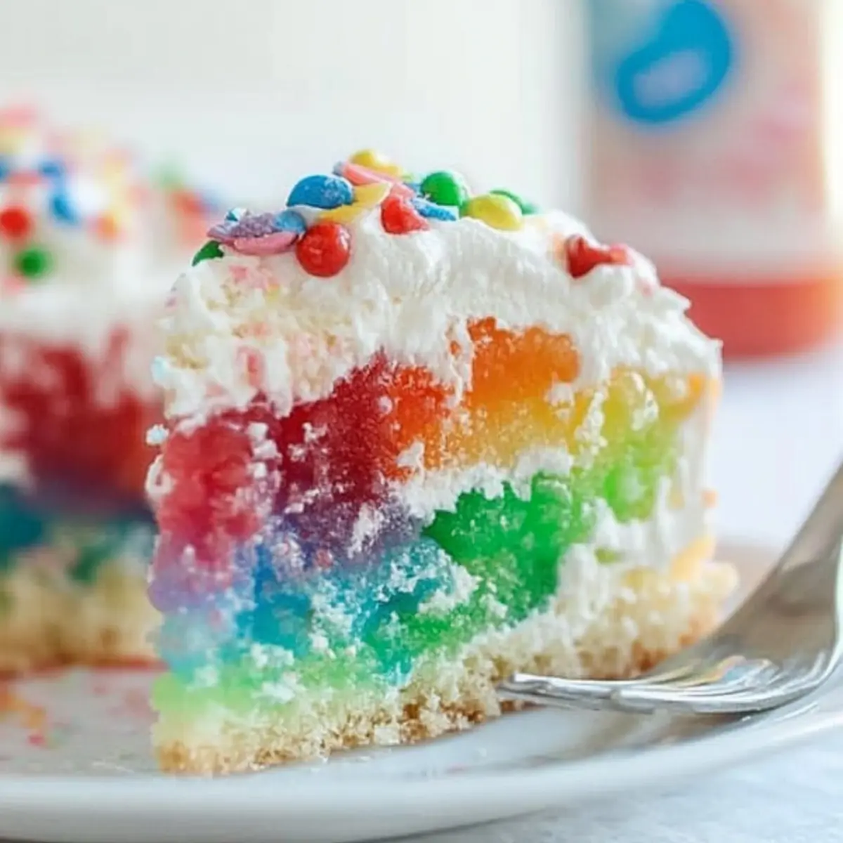 Rainbow Jello Poke Cake