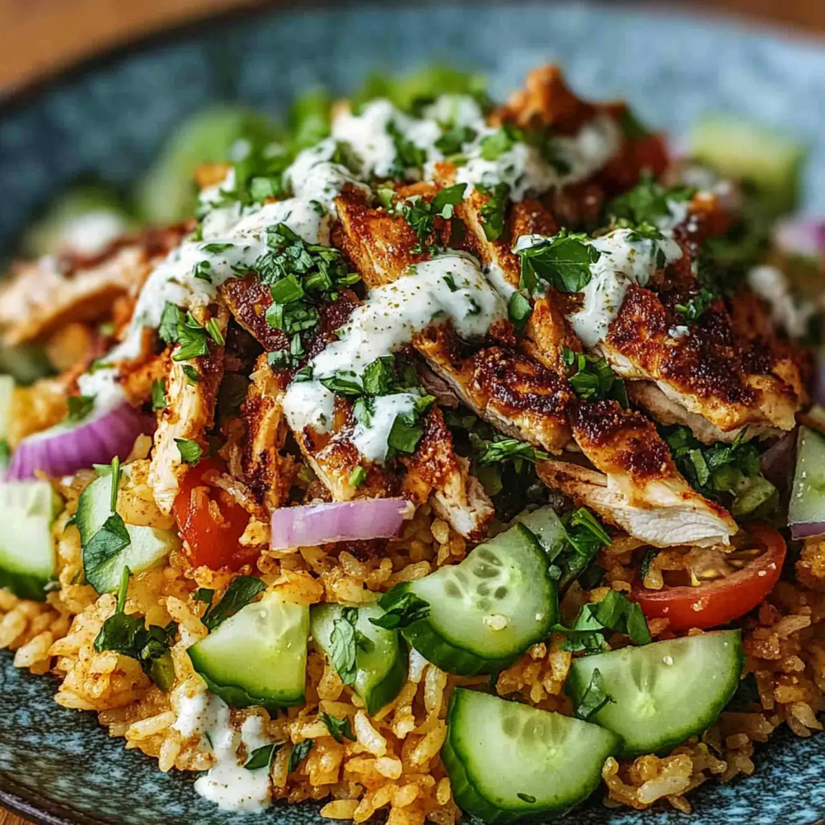 Chicken Shawarma Crispy Rice Salad