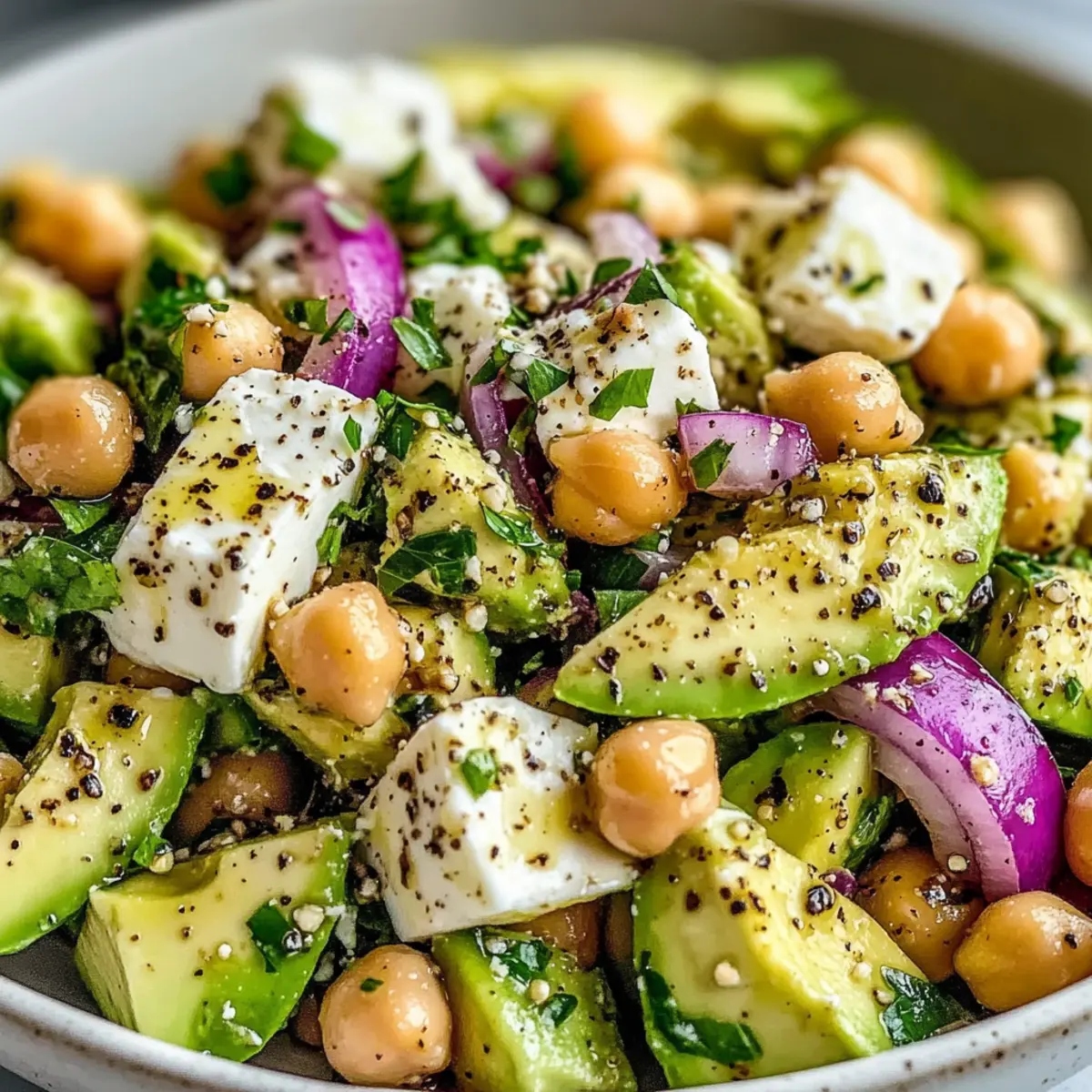 Chickpea Feta Avocado Salad