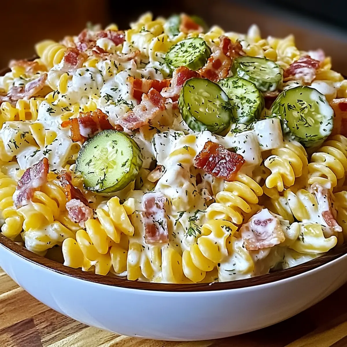 Dill Pickle Bacon Ranch Pasta