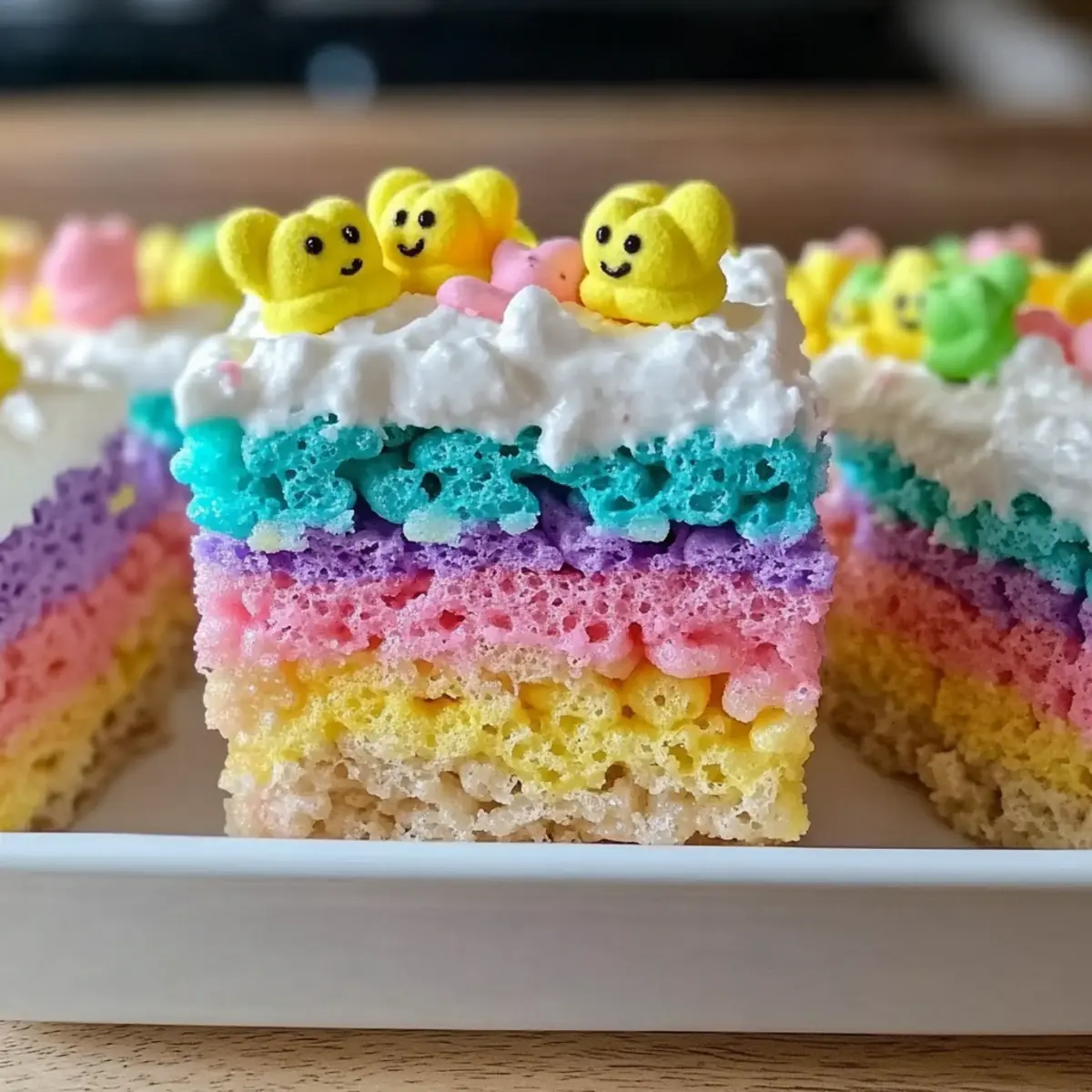 Rainbow Peeps Rice Krispie Treats